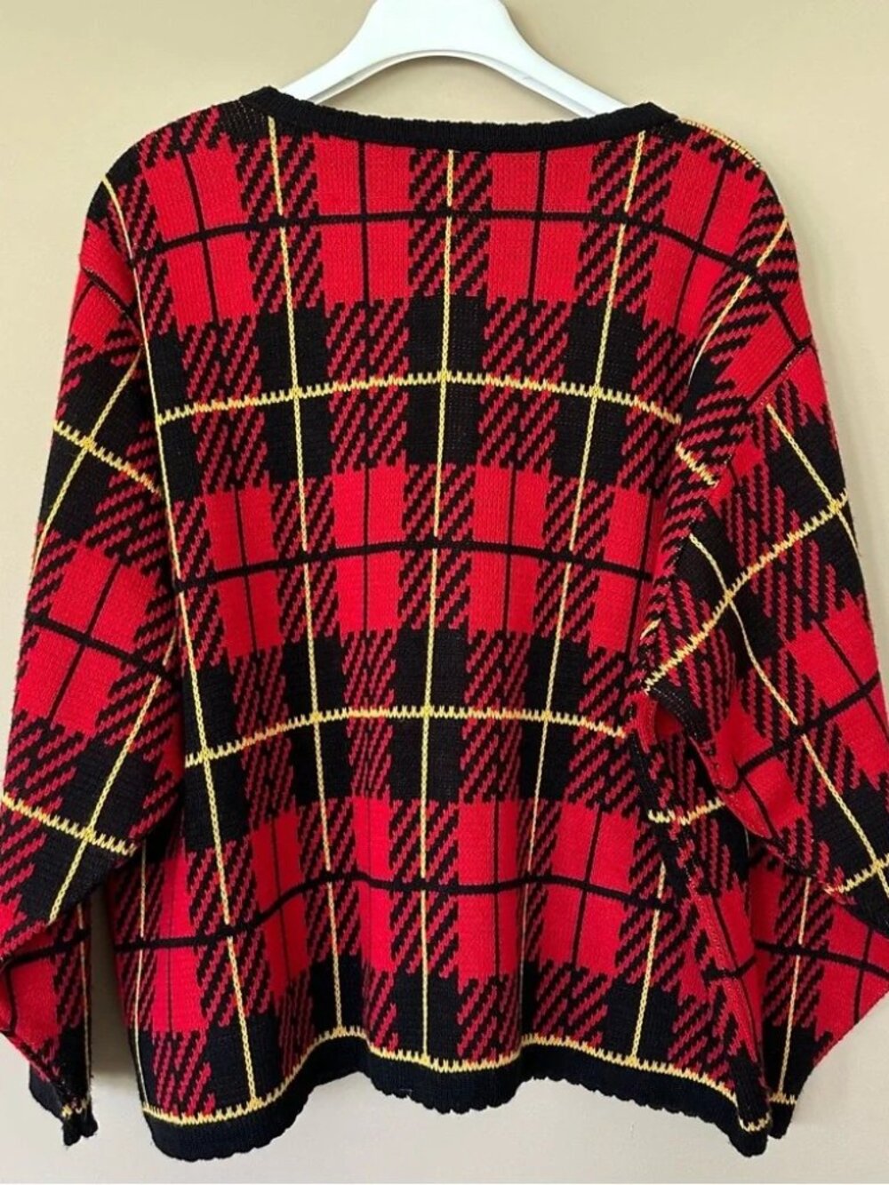 Tally-Ho Vintage 90s Red Plaid Holiday Sweater, 1X - Picture 7 of 9